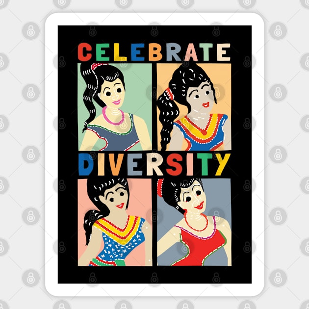 Retro Girl Celebrate Diversity Magnet by KewaleeTee